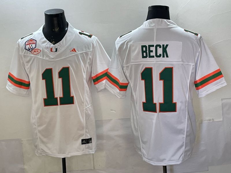 Men 2026 Miami Hurricanes #11 Beck White 3th generations Limited NCAA Jersey 0024->ncaa teams->NCAA Jersey